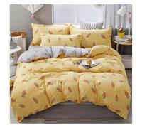 DANNMPX Quilt Cover Set Bedding Sets 4pcs Nordic Printed Duvet Cover Pillowcase Simple Linens Double Bed Sheets Set Bedcover Bedding(Yellow,2.2m)