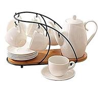 DANNMPX Tea Set 14 Pieces Ceramic Tea Set Glazed Porcelain Coffee And Service With Cup Holder Cups And Teapot Tray Afternoon Teapot And Cups