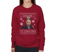 Danny Dyer Kiss Me Its Christmas Knit Pattern Women's Sweatshirt Cherry Red