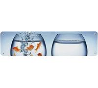 Danny Penaw Aquarium Functional Tin Sign,Little Brave Goldfish Jumping One Fishbowl to Another Courage Improvement Decorative 40x10 cm Notice Sign for Indoor Outdoor Yard Street Signs