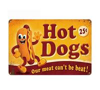 Danny Penaw Hot Dogs Our Meat Can't Be Beat Food Tin Sign Metal Cafe Home Wall Art Decoration Poster Retro 8x12 inches