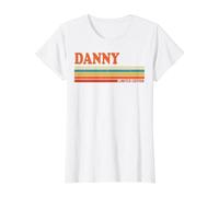 Danny Retro Personalized First Name Vintage Stripes Value Graphic T-Shirt, Women, White, M