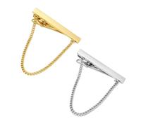 Danny shi Men's Silver Golden Tie Chain Set, Gift Boxed, 2.1in, copper, zircon