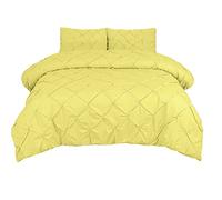 Danny Textile Pintuck Duvet Cover 100% Egyptian Cotton 400 Thread Count Quilt Bedding Covers Set Single Double King Super King Size Bed Sets With Pillowcases(Yellow, King)
