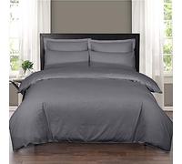 Danny Textiles 100% Egyptian Cotton 400 Thread Count Duvet Cover Bed Set & Pillowcase Easy Care And Super Soft Cotton Design Quilted Bedding Set (Grey, Double)