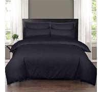 Danny Textiles 100% Egyptian Cotton 400 Thread Count Duvet Cover Bed Set & Pillowcase Easy Care And Super Soft Cotton Design Quilted Bedding Set (Black, Single)