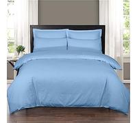 Danny Textiles 100% Egyptian Cotton 400 Thread Count Duvet Cover Bed Set & Pillowcase Easy Care And Super Soft Cotton Design Quilted Bedding Set (Sky. Blue, Single)
