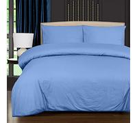 Danny Textiles 400 Thread Count 100% Egyptian Cotton 4PCS Duvet Covers Sets Double Bed with Fitted Sheet | Quilt Cover Complete Bedding Set with Pillow cases (Sky. Blue, Single)