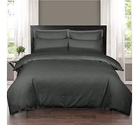Danny Textiles 400 Thread Count 100% Egyptian Cotton 4PCS Duvet Covers Sets Double Bed with Fitted Sheet | Quilt Cover Complete Bedding Set with Pillow cases (Charcoal, Single)