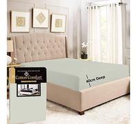 Danny Textiles 400 Thread Count 100% Egyptian Cotton Extra Deep Fitted Sheets 16"/40CM Deep Bed Sheets Machine Washable Full Deep Single Double King Super King (Single, Natural)