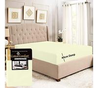 Danny Textiles 400 Thread Count 100% Egyptian Cotton Extra Deep Fitted Sheets 16"/40CM Deep Bed Sheets Machine Washable Full Deep Single Double King Super King (Super King, Cream)