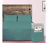 Danny Textiles 400 Thread Count 100% Egyptian Cotton Flat Sheet Washable - Breathable- Bed Sheets - Living Room - Bedroom (Teal, Double)