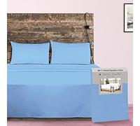 Danny Textiles 400 Thread Count 100% Egyptian Cotton Flat Sheet Washable - Breathable- Bed Sheets - Living Room - Bedroom (Sky. Blue, Single)