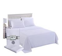 Danny Textiles Single Flat Sheet 100% Egyptian Cotton Flat Sheets Single 400 Thread Count Bed Sheet Soft Luxury White Sheet (Single White Bedsheets)