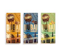 Danny's Dubai Chocolate Bars | 3 x Large 190g Chocolate Bar Variety Gift Pack | 1 x Pistachio Knafeh, 1 x Caramel Biscuit Crunch & 1 x Hazelnut Cookie Cream | Premium ingredients | Single Origin Cacao