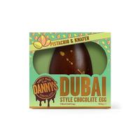 Danny's Dubai Chocolate Mini Easter Egg Pistachio Kanafeh, 1 x Filled Half Milk Chocolate Easter Egg | 150g Premium Ethically Sourced Cacao | Kunafa Crunch & Italian Pistachio Cream | Kadayif Pastry