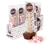 Danny's Premium Hot Chocolate Spoons with Marshmellows | 4 x Large 50g | Mighty Milk & Mallows Hot Chocolate Stirrer | Stocking Fillers | Christmas Eve Box