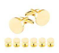 Dannyshi Cufflinks for Men and Tuxedo Shirt Studs Set with Gift Box Stainless Steel Cufflinks, M, Copper, no gemstone