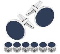 Dannyshi Cufflinks for Men and Tuxedo Shirt Studs Set with Gift Box Stainless Steel Cufflinks, M, Stainless Steel, no gemstone