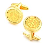 Dannyshi Gold Cuff Links Mens Personalized Classic Round Cufflink Wedding Shirts Cufflinks for Men Jewelry Gifts, 0.7in, Stainless Steel, no gemstone