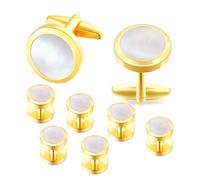 Dannyshi Mens Cufflinks and Tuxedo Shirt Studs Set with Gift Box Cuff Links Tuxedo Studs Business Wedding Groomsman Gifts, 2.1IN, Crystal, no gemstone