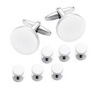 Dannyshi Mens Cufflinks and Tuxedo Shirt Studs Set with Gift Box Cuff Links Tuxedo Studs Business Wedding Groomsman Gifts, 2.1IN, Crystal, no gemstone