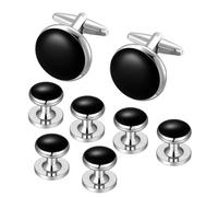 Dannyshi Mens Cufflinks and Tuxedo Shirt Studs Set with Gift Box Cuff Links Tuxedo Studs Business Wedding Groomsman Gifts, 2.1IN, Crystal, no gemstone