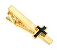Dannyshi Tie Clips for Men Classic Tie Clip Silver Gold Necktie Tie Bar Clips jewelry Box Gift, Gold, 2.16IN