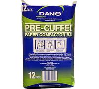 Dano 12 Count Brown Kraft Paper Eco-Friendly Pre-Cuffed Paper/Plastic Bags for Trash Compactors