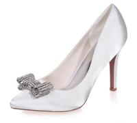 DANOBAB Heels for Women, Sex Women's High Heels Closed Toe Kitten Heeled Stilettos Slip On Bridal Shoes Sandals Comfort Dress Party Shoes,White,6.5