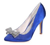 DANOBAB Heels for Women, Sex Women's High Heels Closed Toe Kitten Heeled Stilettos Slip On Bridal Shoes Sandals Comfort Dress Party Shoes,Royal Blue,3.5