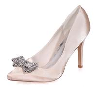 DANOBAB Heels for Women, Sex Women's High Heels Closed Toe Kitten Heeled Stilettos Slip On Bridal Shoes Sandals Comfort Dress Party Shoes,Champagne,7