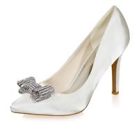 DANOBAB Heels for Women, Sex Women's High Heels Closed Toe Kitten Heeled Stilettos Slip On Bridal Shoes Sandals Comfort Dress Party Shoes,Ivory,5