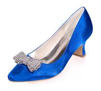 DANOBAB Women's Heels Chunky High Heels Sandals for Women Comfy Slip On Sexy Rhinestone Heeled White Silver Ankle Wedding Dress Shoes,Royal Blue,6