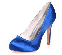 DANOBAB Womens High Heel Platform Party Courts Shoes Ladies Round Toe Prom Wedding Bridal Occasion Heeled Classic Court Stiletto Heels Pumps Shoes,Royal Blue,7.5
