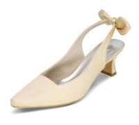DANOBAB Women's Low Chunky Block Heels, 2.17 Inch Mary Jane Shoes Square Closed Toe Ankle Strap Dress Office Church Pumps,Champagne,3.5