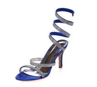 DANOBAB Women's Stiletto High Heels Closed Round Toe Rhinestones Pumps Slip on Heeled Sandals Fashion Party Dress Shoes for Women Wedding Shoes,royal blue,4.5