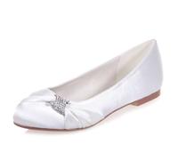 DANOBAB Women's Wide Width Flats Shoes Ballet Shoes, Black Casual Soft Round Ballet Flat, Suitable for Shopping, Parties,Work and Other Occasions,White,6.5