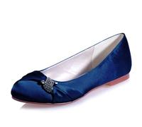 DANOBAB Women's Wide Width Flats Shoes Ballet Shoes, Black Casual Soft Round Ballet Flat, Suitable for Shopping, Parties,Work and Other Occasions,Dark Blue,5