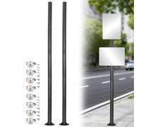 Danoib 2Pcs 6.5Ft Bolt Down Sign Post for Concrete, Rust-Resistant Sign Stake for 7-18" Signs, Tool-Free Height Adjust 32-78", for Parking, Street, Traffic, Private Property (Black)