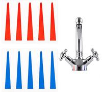 Danojo-Stick-A-TAP, Faucet Stickers, Hot and Cold Water Stickers - Kitchen Faucet Stickers - Black Vinyl Tap Faucet Transfer Stickers for Bathroom ((H & C - Triangle))