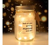 Danolt Creative Mason Jar Night Light with Fun Slogan Look at You Getting Married... Perfect for Wedding Gifts, Home Decor