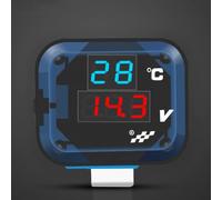 Danonlly Motorcycle Digital Voltage Temperature Monitor 3-in-1 Battery Voltmeter Gauge Thermometer USB Charger 12-24V Temp Voltage Tester Multimeter blue black