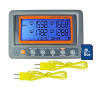 DANOPLUS Digital 4 Channels K-Type Thermocouple Thermometer with SD Card Data Logger Function, Programmable High/Low Limit Alarm, Multi Channels Temperature Sensor Temperature Recorder