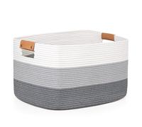 danpinera Blanket Basket, 72L Rectangle Large Basket for Living Room, Baby Room & Laundry, Woven Cotton Rope Toy Bin Baby Nursery Room Storage, 22’’*17’’*11.8’’, Gradient Grey