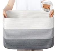 danpinera Cotton Gradient Gray Large Rectangle Basket, Nursery Storage, 25"x16"x16"