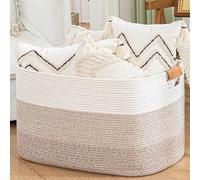 danpinera Rectangle Blanket Storage Basket, 50L Large Blanket Basket for Living Room, Nursery Nin for Toys, Large Woven Storage for Toy Organizing & Laundry, 18.11’’*14.17’’*11.81’’, Gradient Brown