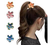 DANRENPANG 4Pcs Hair Clips for Women Large Non-Slip Strong Metal Hair Claw: Orchid, Small Daisy, Lily Hair Clips Sparkly Jaw Claws for Thick Hair (Set 3)