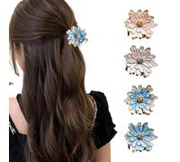 DANRENPANG 4Pcs Hair Clips for Women Large Non-Slip Strong Metal Hair Claw: Orchid, Small Daisy, Lily Hair Clips Sparkly Jaw Claws for Thick Hair (Set 2)
