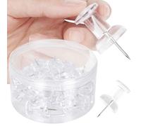DANRONG 30 PCS Jumbo Push Pins for Bulletin Board, Large Thumb Tacks for Wall, 1.81 Inch, Giant Clear Thumbtacks, Pin Tacks for Cork Board Hanging Maps Photos Posters Calendar, Office School Supplies